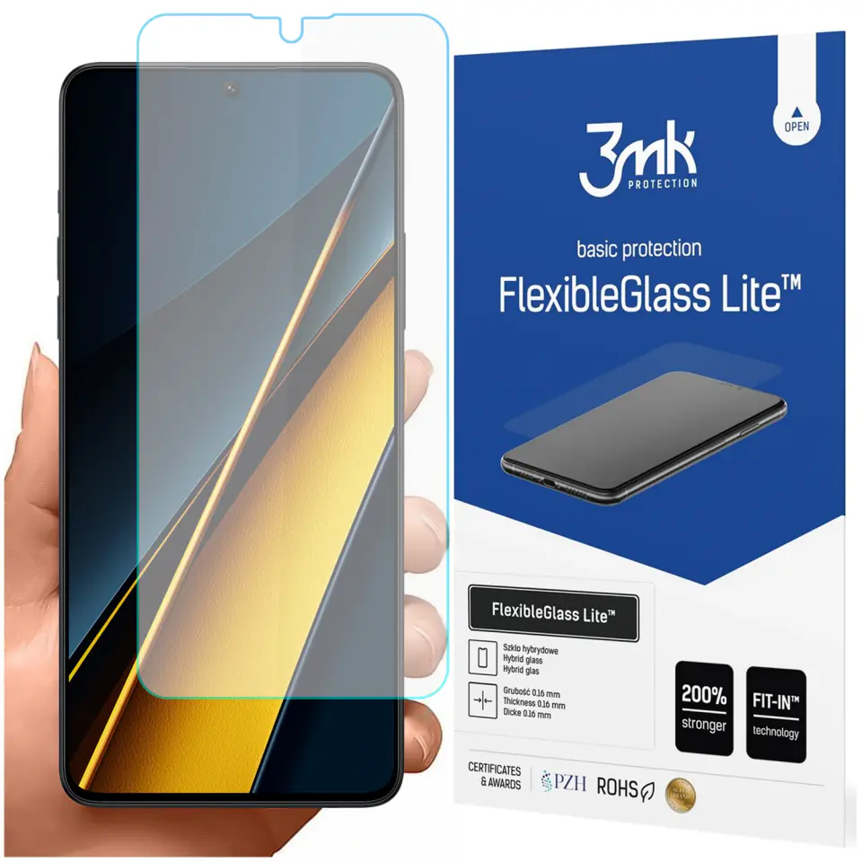 Szkło hybrydowe na ekran do Xiaomi Poco X6 Pro 5G 3mk Flexible Glass Lite FG FlexibleGlass niepękające