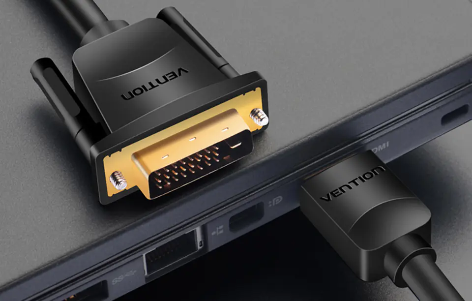 Kabel HDMI do DVI (24+1) Vention ABFBI 3m, 4K 60Hz/ 1080P 60Hz (Czarny)