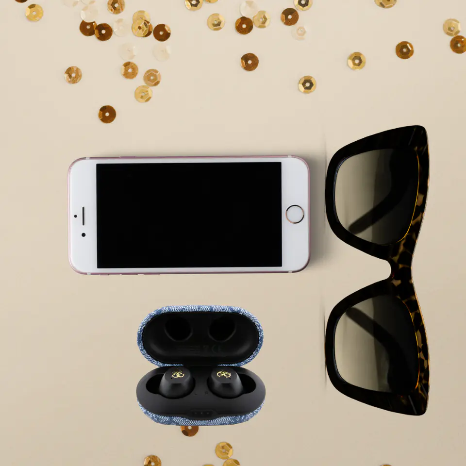 Guess słuchawki Bluetooth GUTWSP4EGBTWS + stacja dokująca ENC niebieski/blue 4G Metal