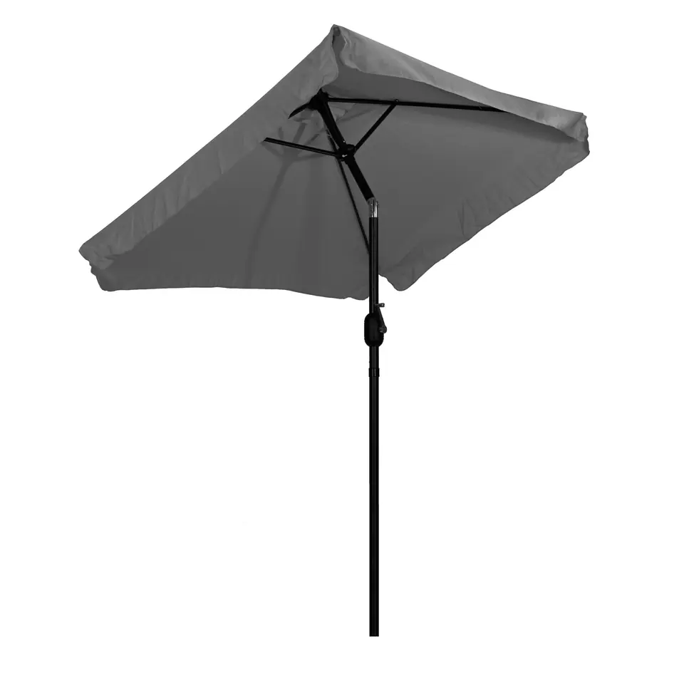Prostokątny duży parasol ogrodowy skośny łamany z korbą szary 200 x 140 cm