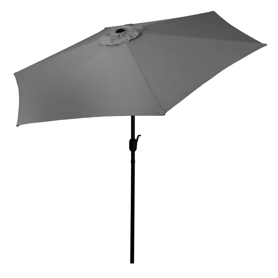 Duży parasol ogrodowy skośny łamany z korbą 6 żeber szary 270 cm MultiGarden
