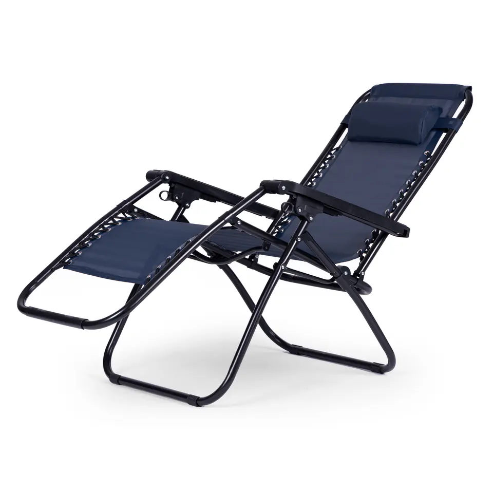 Leżak fotel ogrodowy regulowane oparcie ZERO GRAVITY ModernHome - niebieski