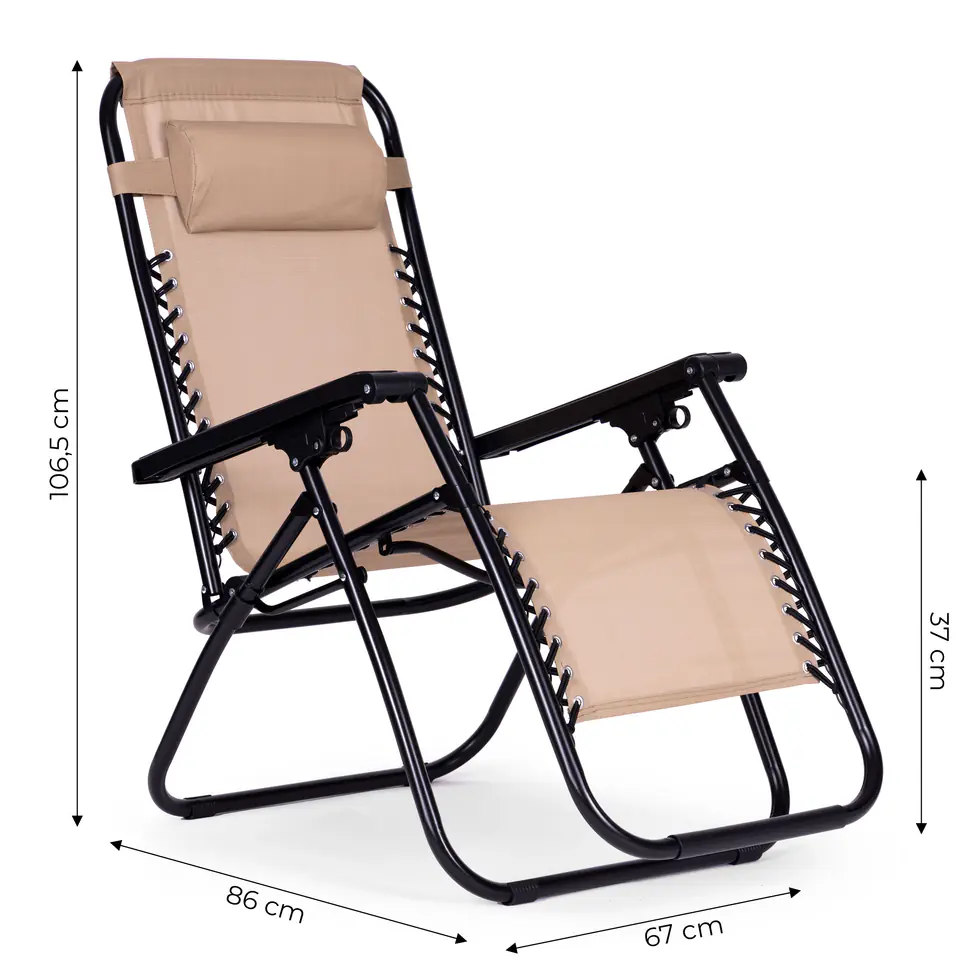 Leżak fotel ogrodowy plażowy regulowane oparcie ZERO GRAVITY ModernHome - beżowy