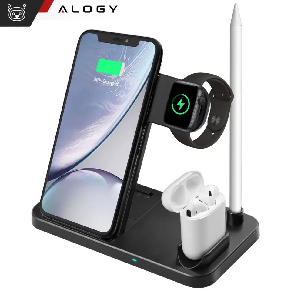 Ładowarka indukcyjna Qi 4w1 Alogy do Apple iPhone/ Watch/ AirPods/ Pen Biała