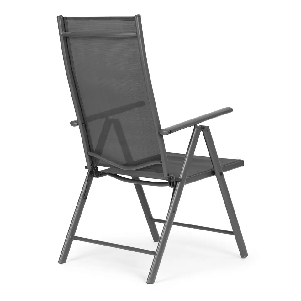 Komplet 2 krzeseł ogrodowych składane stalowe z regulacją oparcia ModernHome - szare