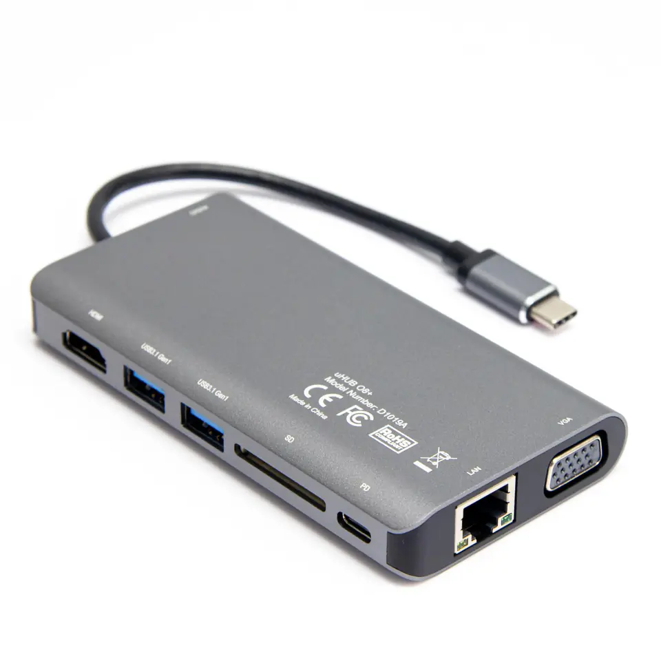 UNITEK HUB USB-C 8W1 USB-C 3.1, PD 100W, D1019B