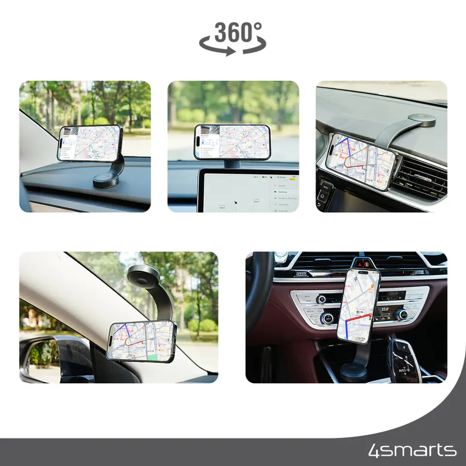 4smarts Ład. indukcyjna Car Charging 15W+ ładowarka samochodowa szary/grey 540988