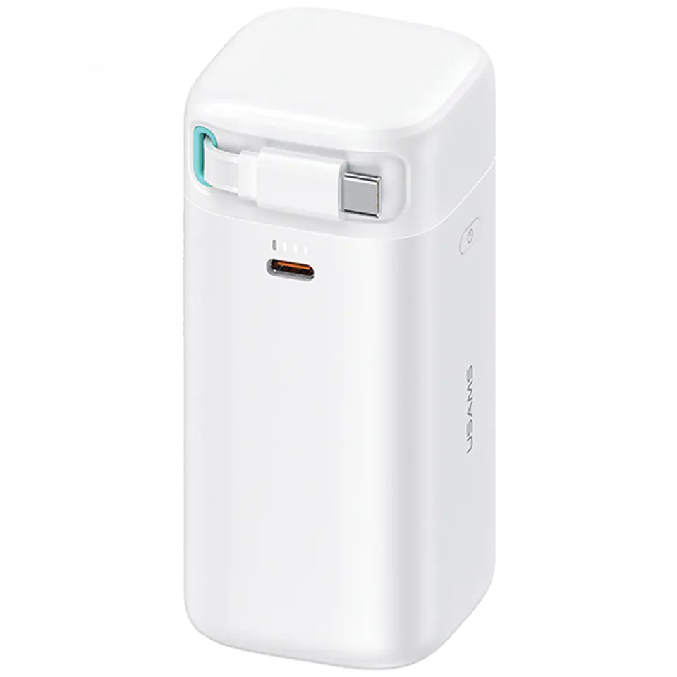 USAMS Powerbank ze zwijanym kablem USB-C 18000 mAh PD45W Fast Charge XMF Series biały/white 20KCD21602 (US-CD216)