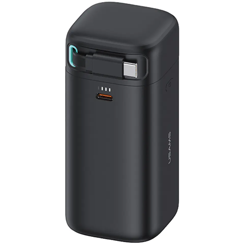 USAMS Powerbank ze zwijanym kablem USB-C 18000 mAh PD45W Fast Charge XMF Series czarny/black 20KCD21601 (US-CD216)