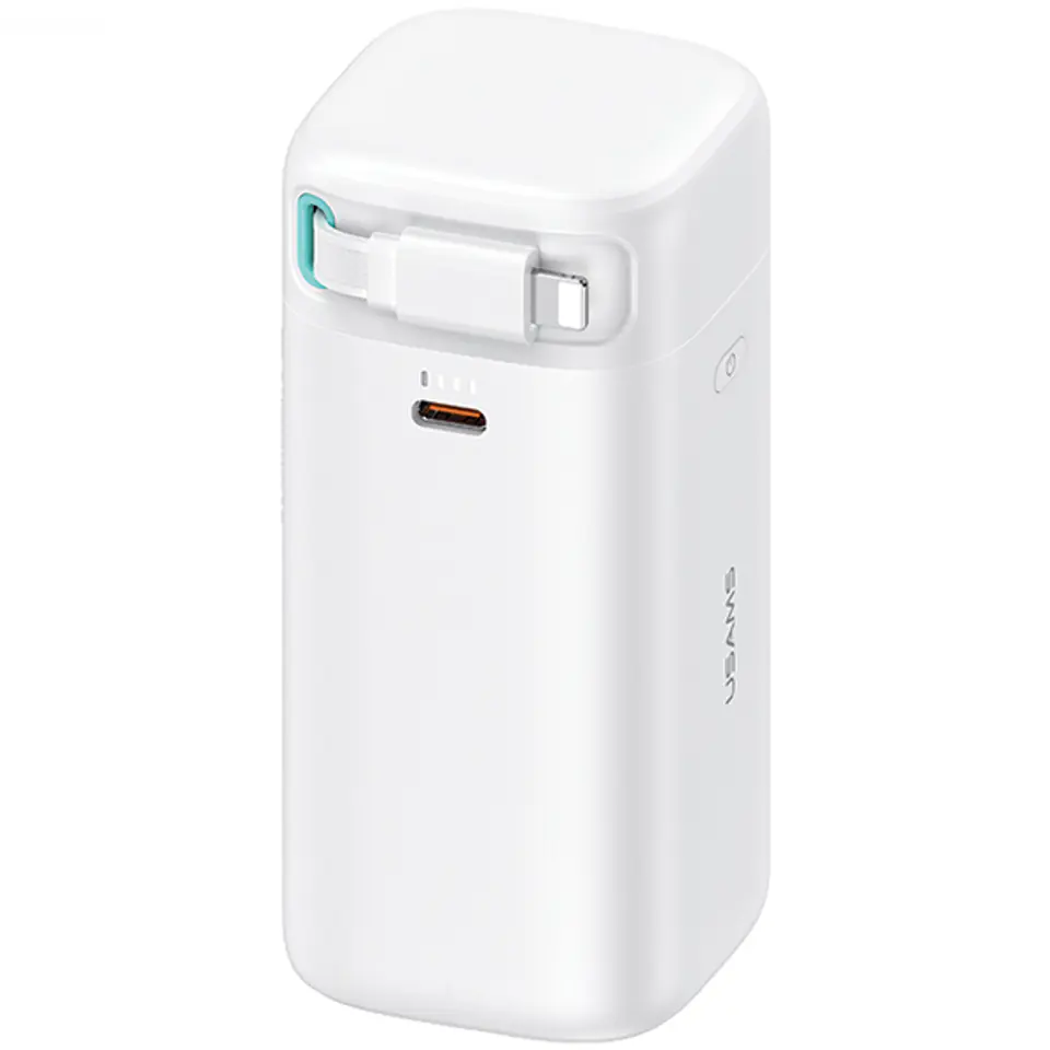 USAMS Powerbank ze zwijanym kablem Lightning 18000 mAh PD45W Fast Charge XMF Series biały/white 20KCD21702 (US-CD217)