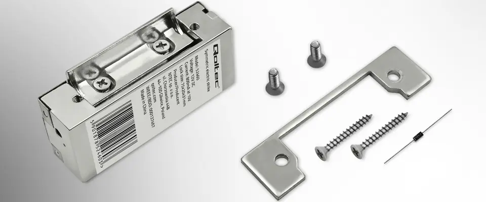 Qoltec Elektrozaczep symetryczny rygiel | 12V | Stal nierdzewna
