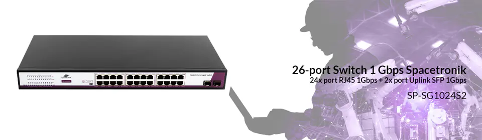 SWITCH 24x port + 2x port SFP 1Gbps SP-SG1024S2