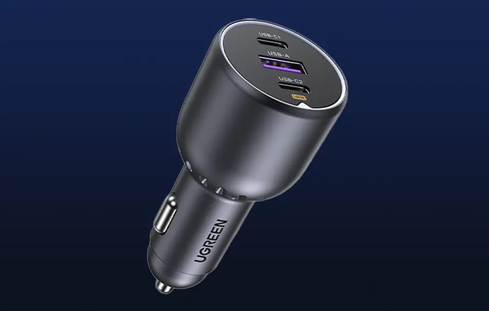 Ładowarka samochodowa Ugreen EC705 2x USB-C + USB, 130W (czarna)