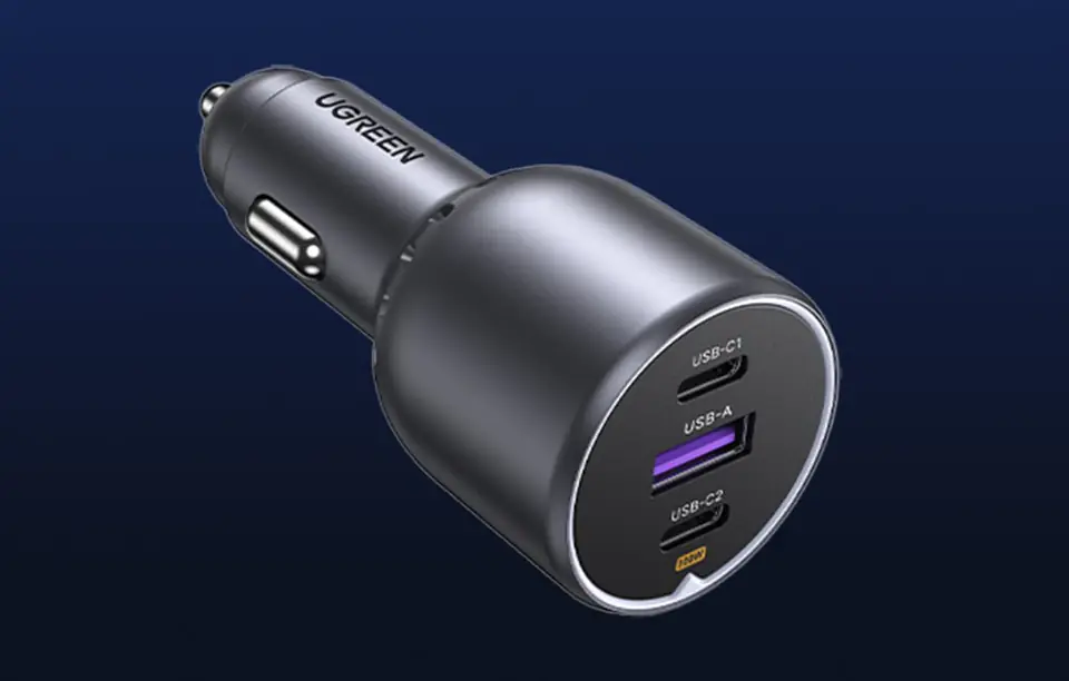 Ładowarka samochodowa Ugreen EC705 2x USB-C + USB, 130W (czarna)