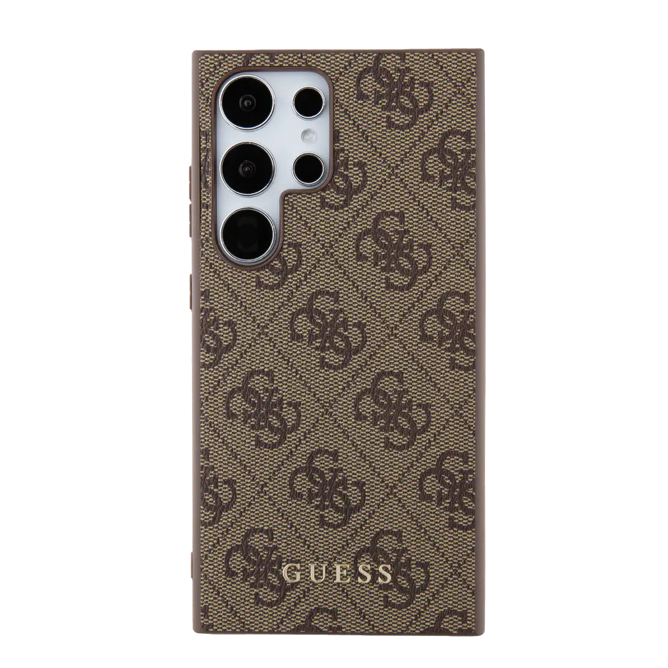 Guess GUHCS24LG4GFBR S24 Ultra S928 brązowy/brown hardcase 4G Metal Gold Logo