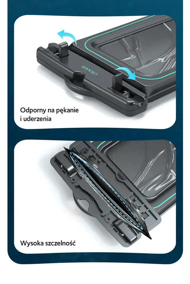 USAMS Etui wodoodporne 6.7" IP68 czarny/black FSD1301 (US-YD013)