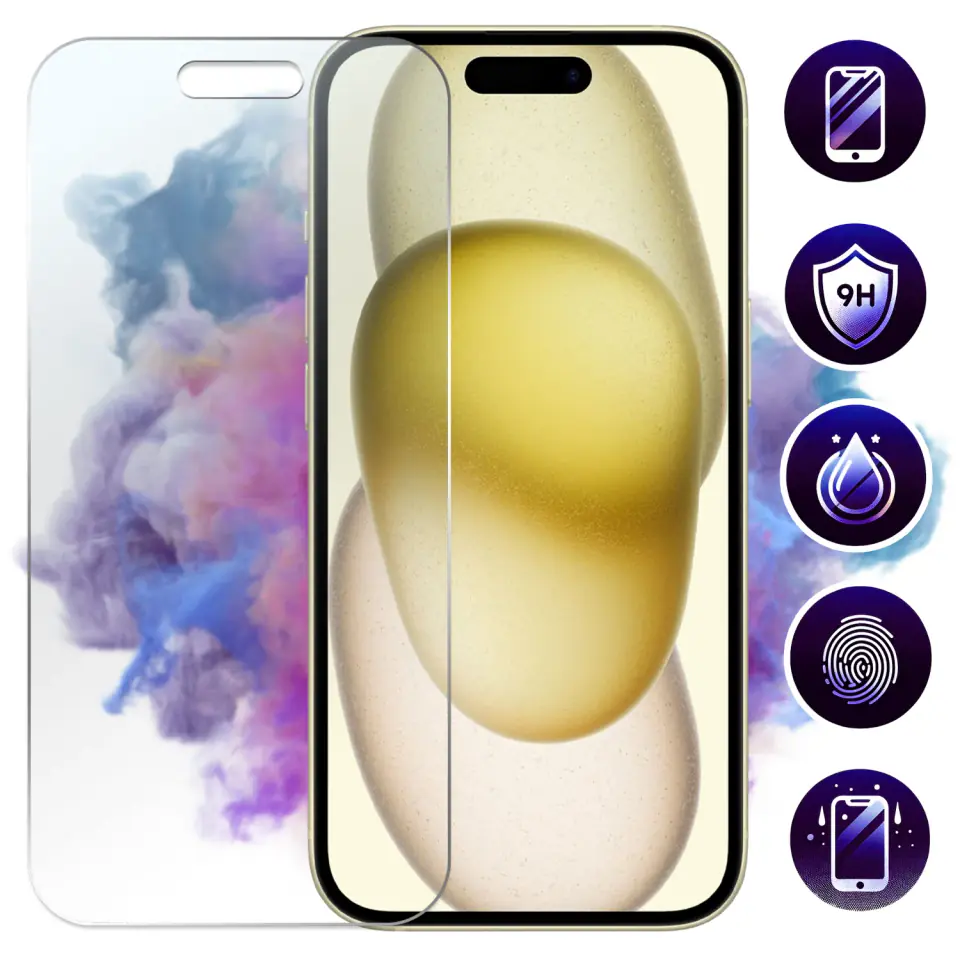 Szkło hybrydowe do Apple iPhone 15 / 16 na ekran Alogy Flexi Glass 9H Case Friendly płaskie na ekran
