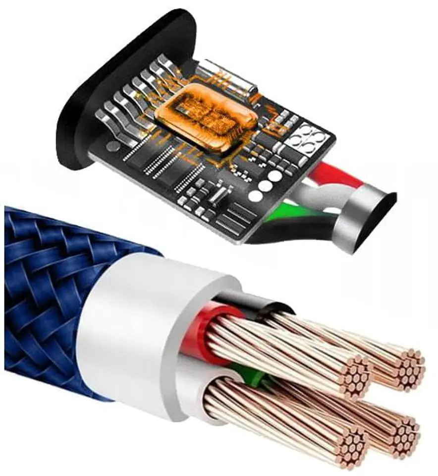 Kabel USB Typ-C - USB Typ-C Spider oplot (1.5 m, niebieski)