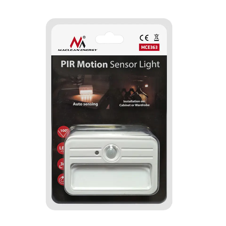 Lampada A LED Per Scale Maclean Con Sensore Di Movimento – 4000K, 4 LED, Portata 3-4 M, A Batteria, Magnetica, Interni