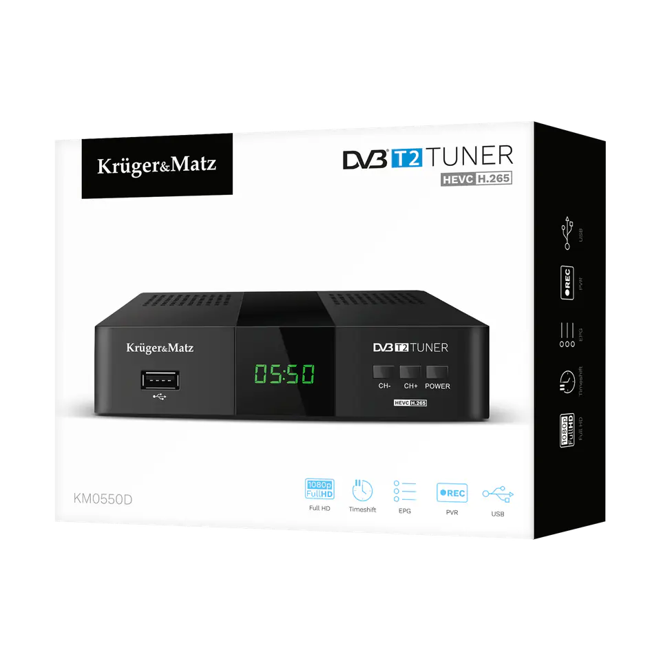 Tuner DVB-T2  H.265 HEVC Kruger&Matz