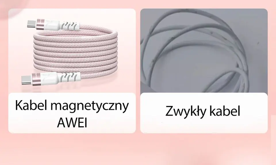 AWEI kabel CL-166T USB-C na USB-Cmagnetyczny czarny/black