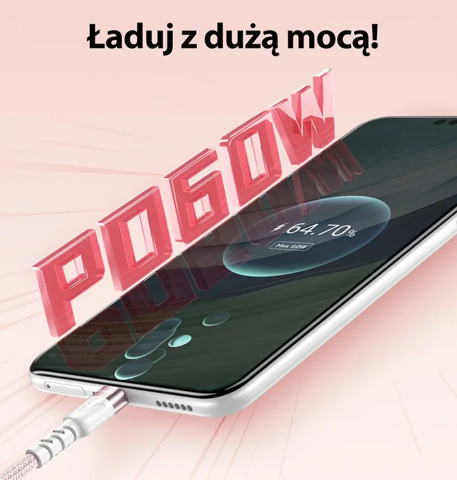 AWEI kabel CL-166T USB-C na USB-Cmagnetyczny czarny/black