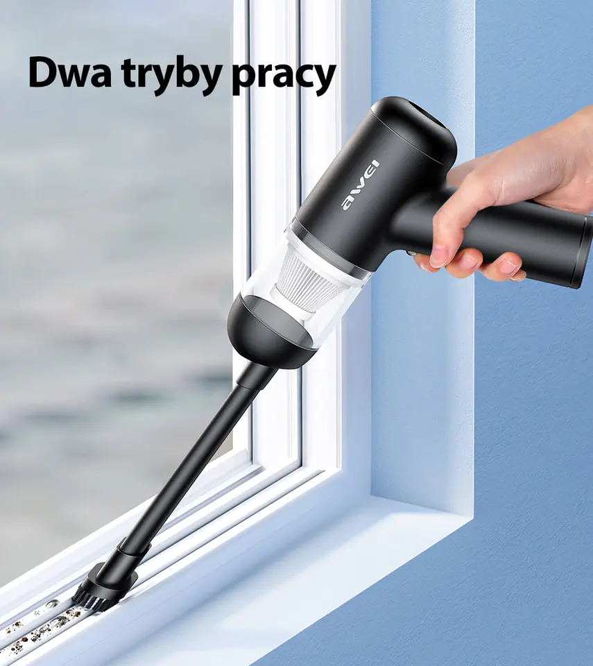 AWEI Mini odkurzacz V2 bezprzewodowyze wskaźnikiem kurzu czarny/black