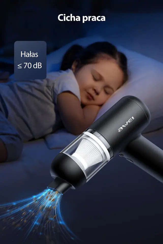 AWEI Mini odkurzacz V2 bezprzewodowyze wskaźnikiem kurzu czarny/black