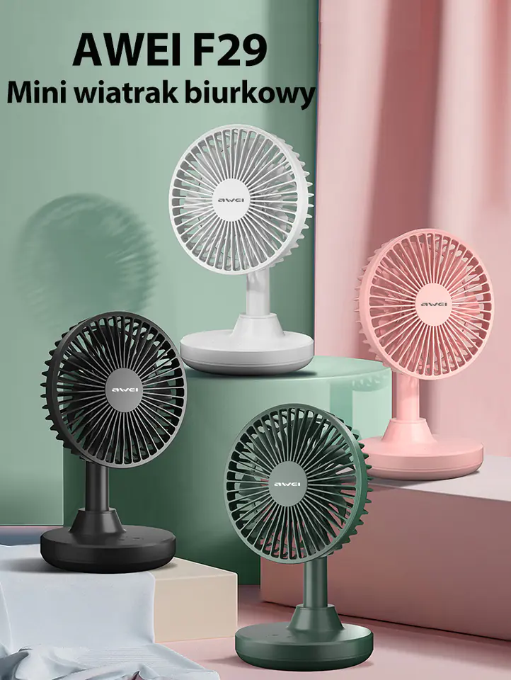 AWEI Mini Wiatrak biurkowy F29 czarny/black