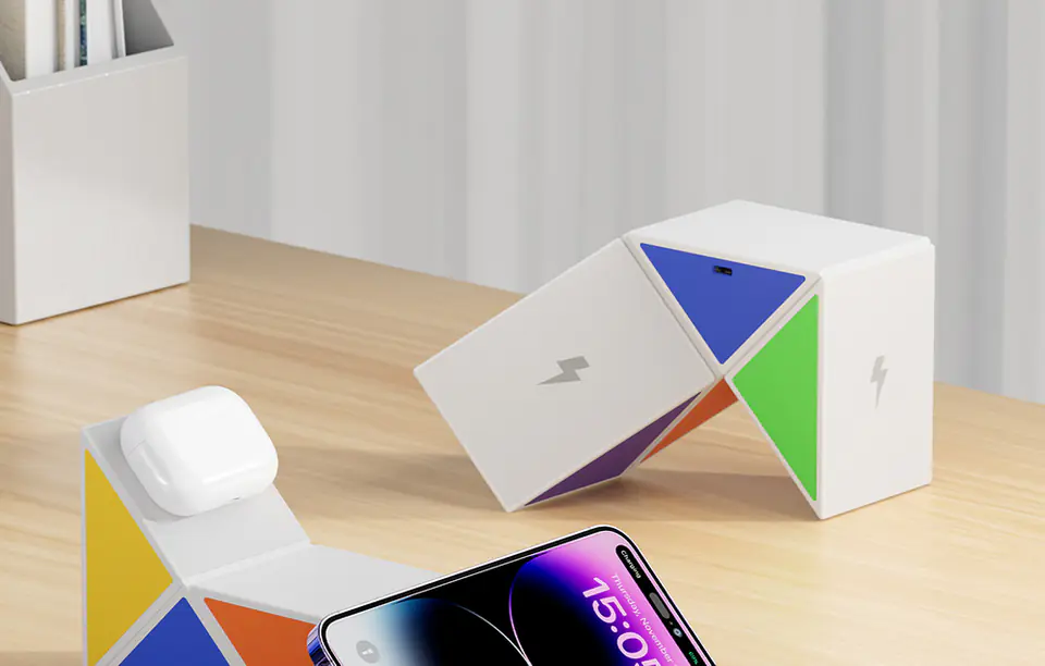 Ładowarka bezprzewodowa Budi 4600, 4w1, MagSafe, 15W (biała)