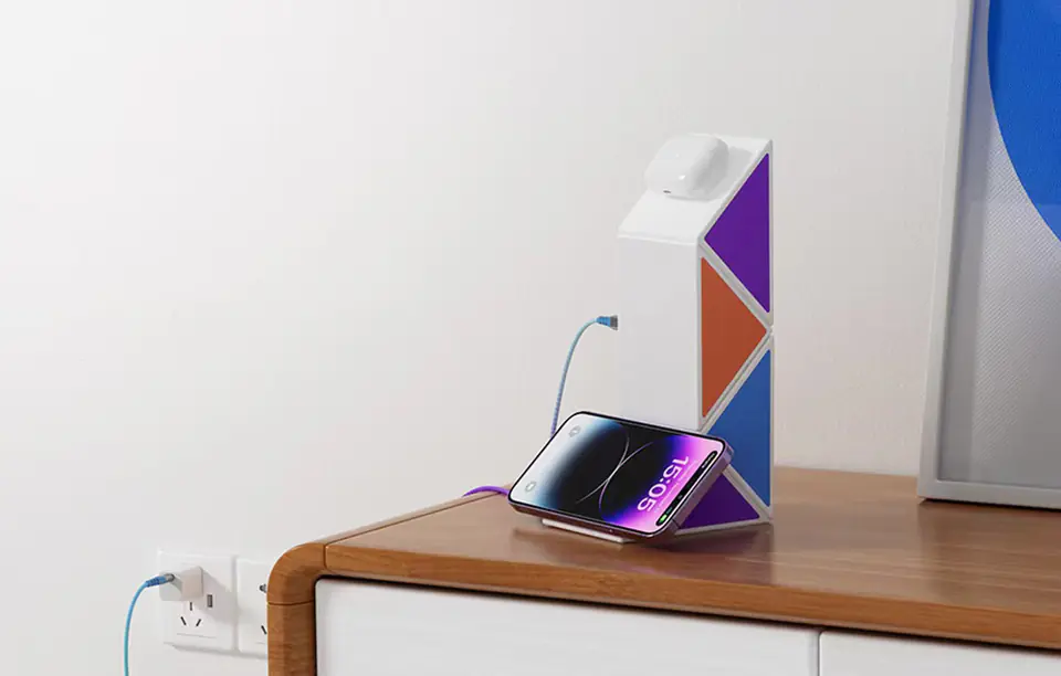 Ładowarka bezprzewodowa Budi 4600, 4w1, MagSafe, 15W (biała)
