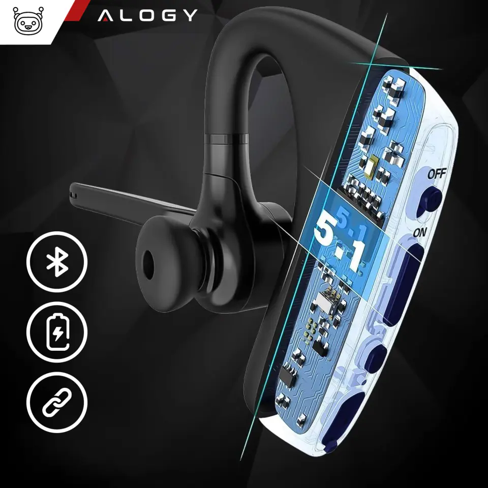 Słuchawka bezprzewodowa z mikrofonem Alogy Bluetooth 5.1 CVC8.0 douszna