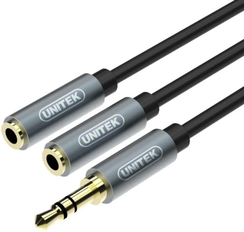 UNITEK MiniJack 3.5mm (męski) - MiniJack 2x 3.5 mm (żeński) 0.2m /s1x MiniJack 3.5 mm (wtyk) 2x MiniJack 3.5 mm (gniazdo)