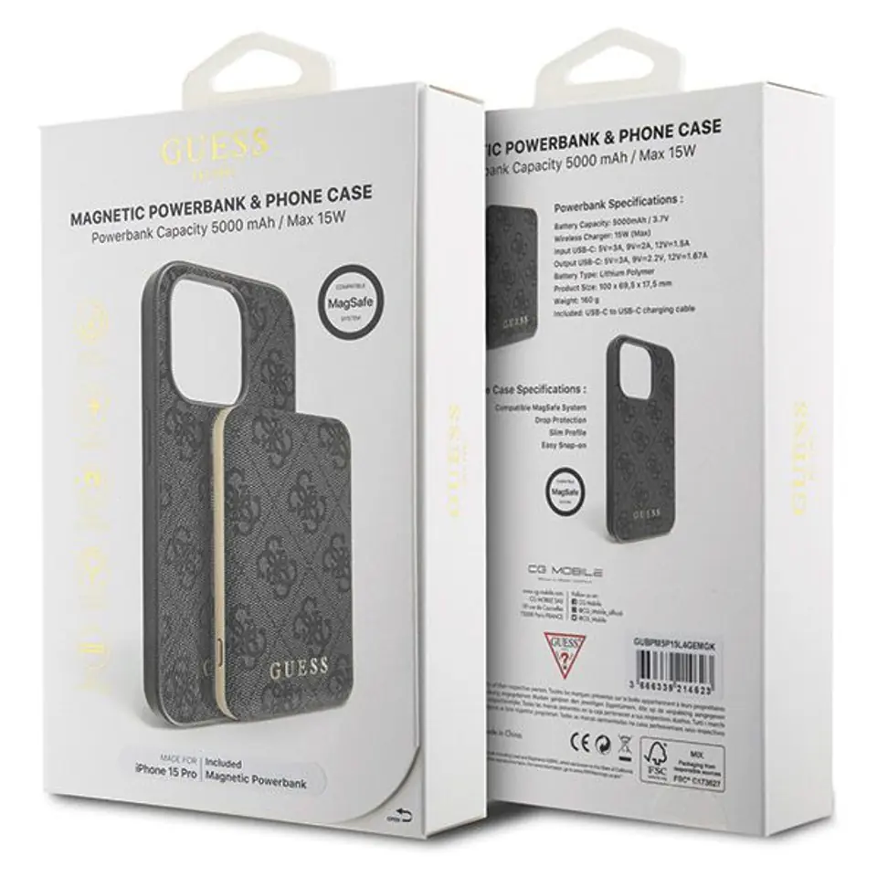 Oryginalne Etui IPHONE 11 Guess Hardcase + Powerbank MagSafe 4G Metal Logo 5000mAh (GUBPM5N614GEMGK) czarne