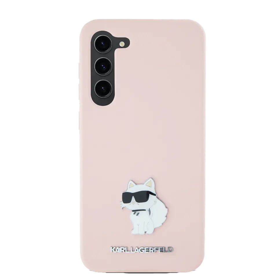 Oryginalne Etui SAMSUNG GALAXY S24+ Karl Lagerfeld Silicone Choupette Metal Pin (KLHCS24MSMHCNPP) różowe