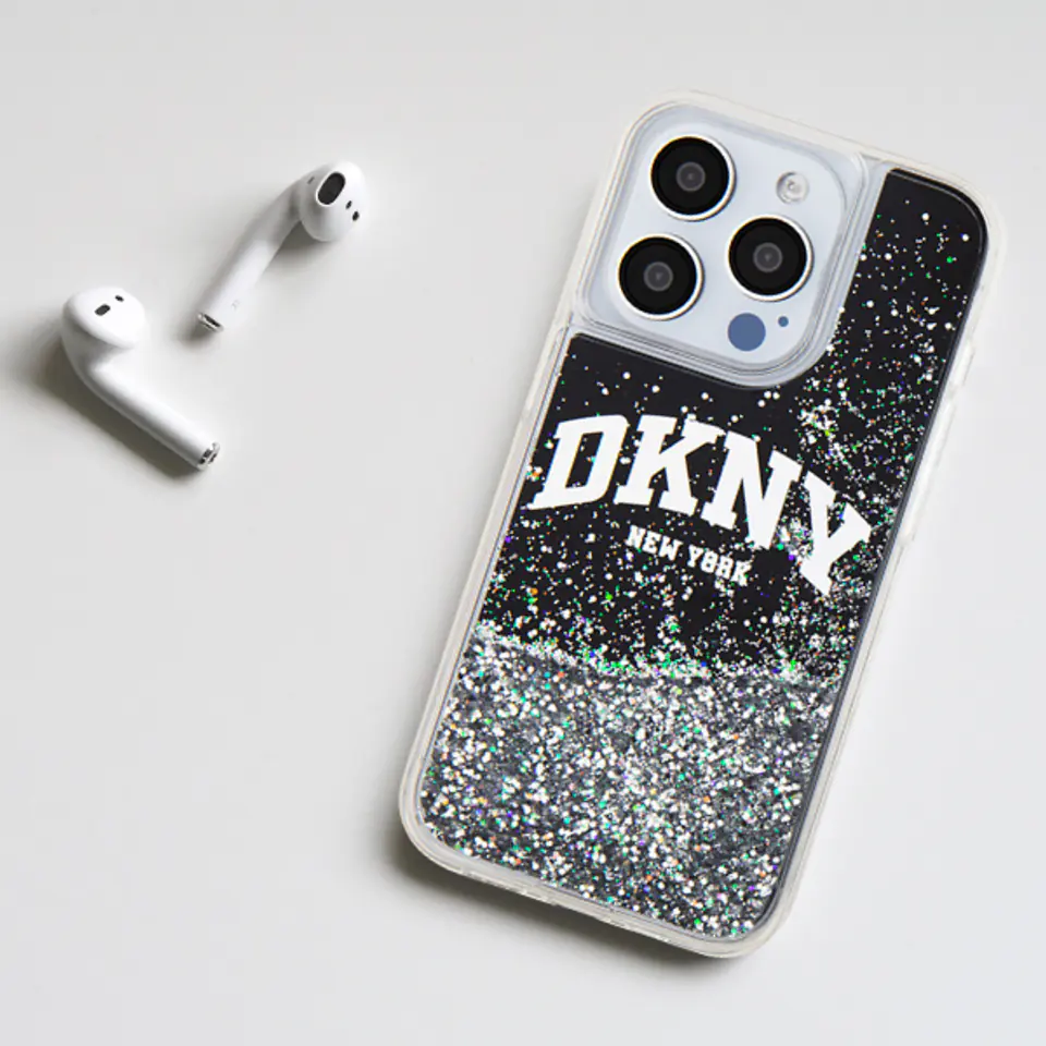 Oryginalne Etui IPHONE 13 PRO DKNY Hardcase Liquid Glitter Big Logo (DKHCP13LLBNAEK) czarne