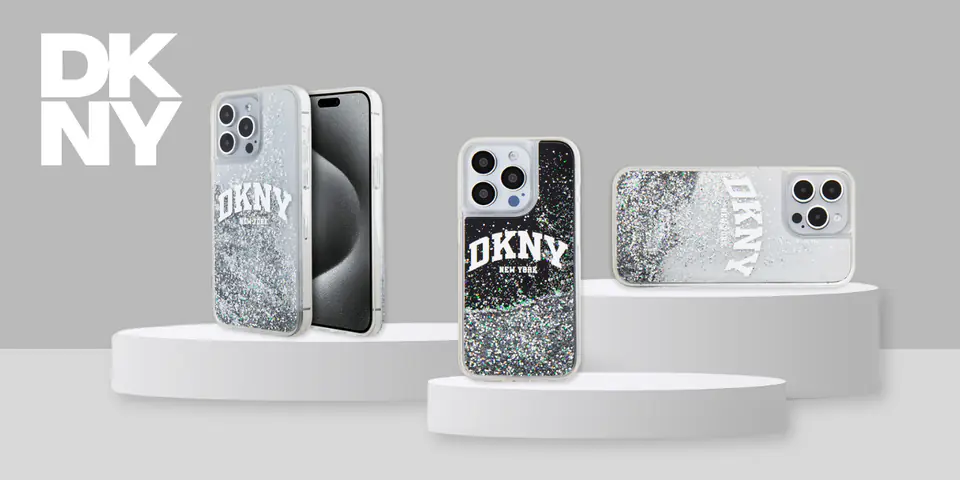Oryginalne Etui IPHONE 13 PRO DKNY Hardcase Liquid Glitter Big Logo (DKHCP13LLBNAEK) czarne