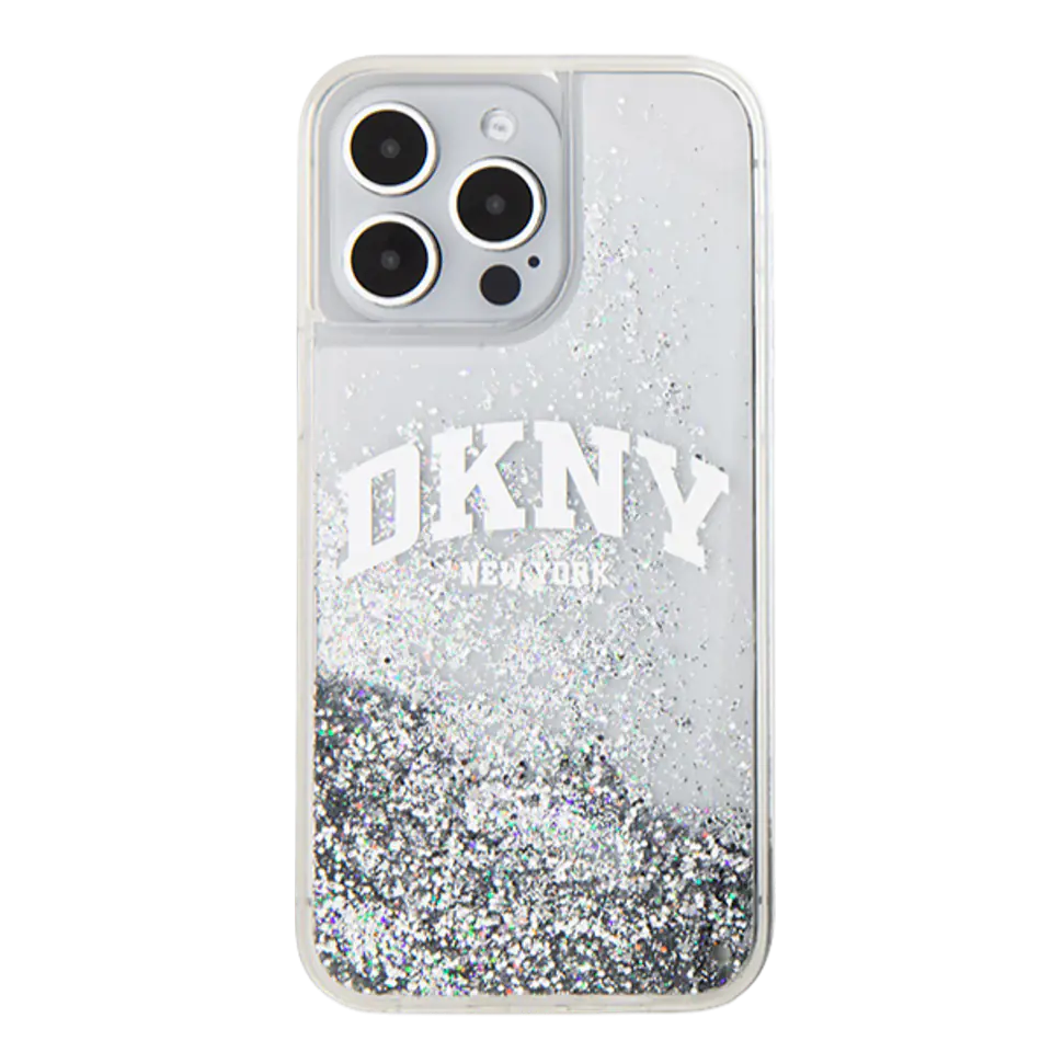 Oryginalne Etui IPHONE 13 / 14 / 15 DKNY Hardcase Liquid Glitter Big Logo (DKHCP15SLBNAET) białe