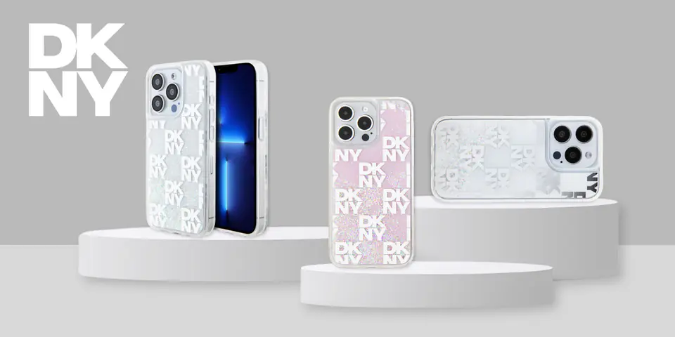 Oryginalne Etui IPHONE 13 / 14 / 15 DKNY Hardcase Liquid Glitter Multilogo (DKHCP15SLCPEPP) różowe