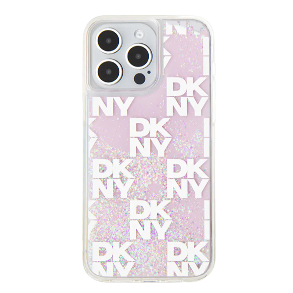 Oryginalne Etui APPLE IPHONE 15 PRO MAX DKNY Hardcase Liquid Glitter Big Logo (DKHCP15XLCPEPP) różowe