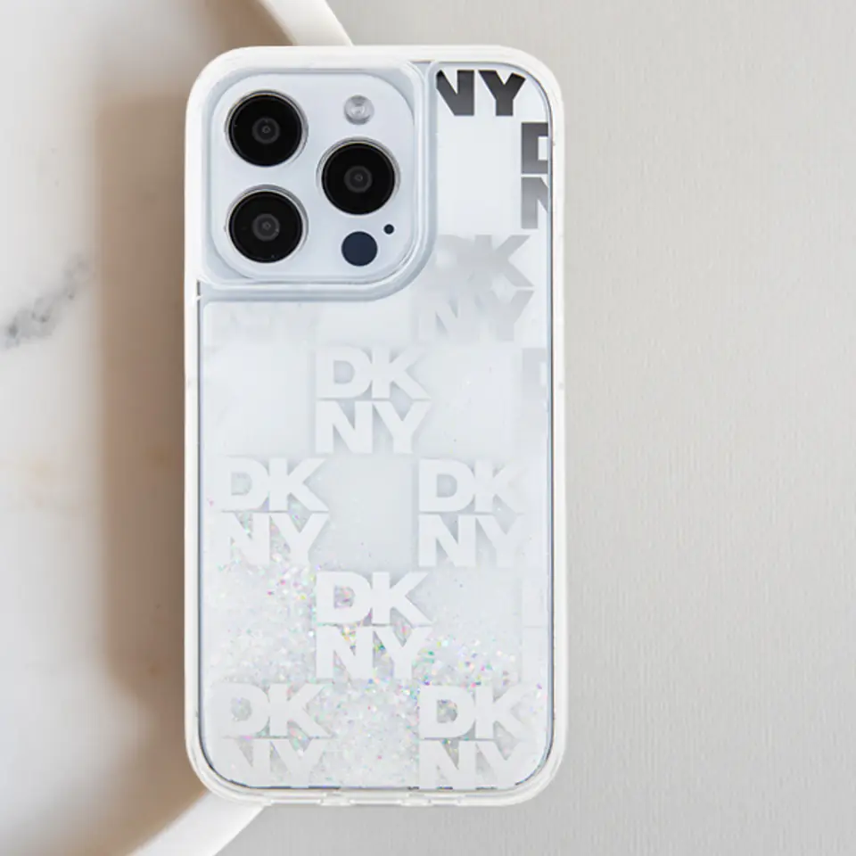 Oryginalne Etui IPHONE 13 / 14 / 15 DKNY Hardcase Liquid Glitter Multilogo (DKHCP15SLCPEPP) różowe