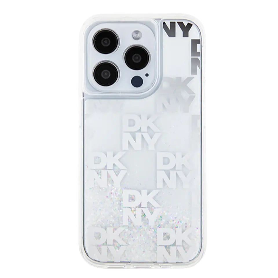 Oryginalne Etui APPLE IPHONE 15 PRO MAX DKNY Hardcase Liquid Glitter Big Logo (DKHCP15XLCPEPT) białe