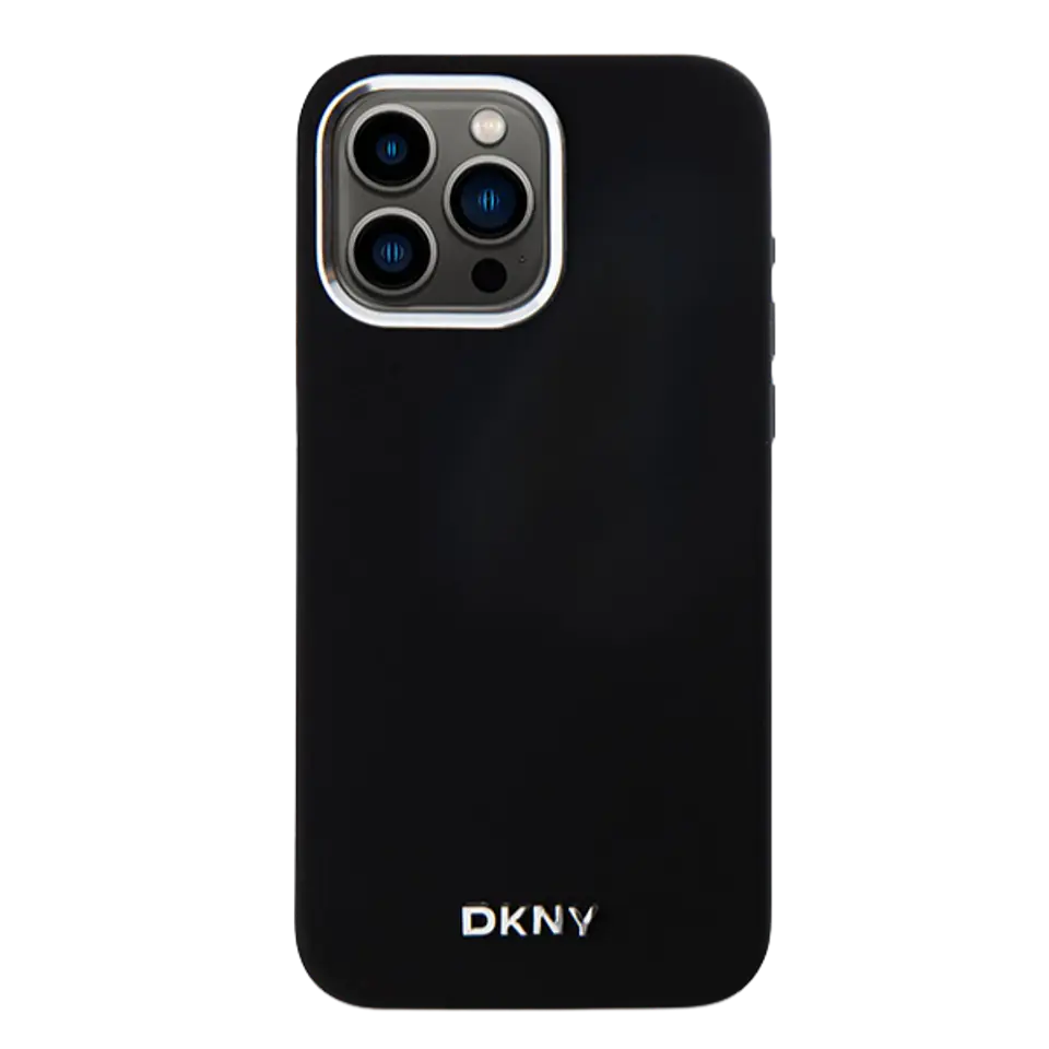 Oryginalne Etui APPLE IPHONE 15 PRO DKNY Hardcase Liquid Silicone Small Metal Logo MagSafe (DKHMP15LSMCHLK) czarne