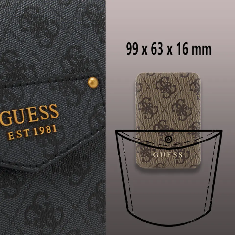 Guess Powerbank indukcyjny 15W GUPB5FP4EMGW 5000mAh brązowy/brown 4G Leather Metal Logo MagSafe