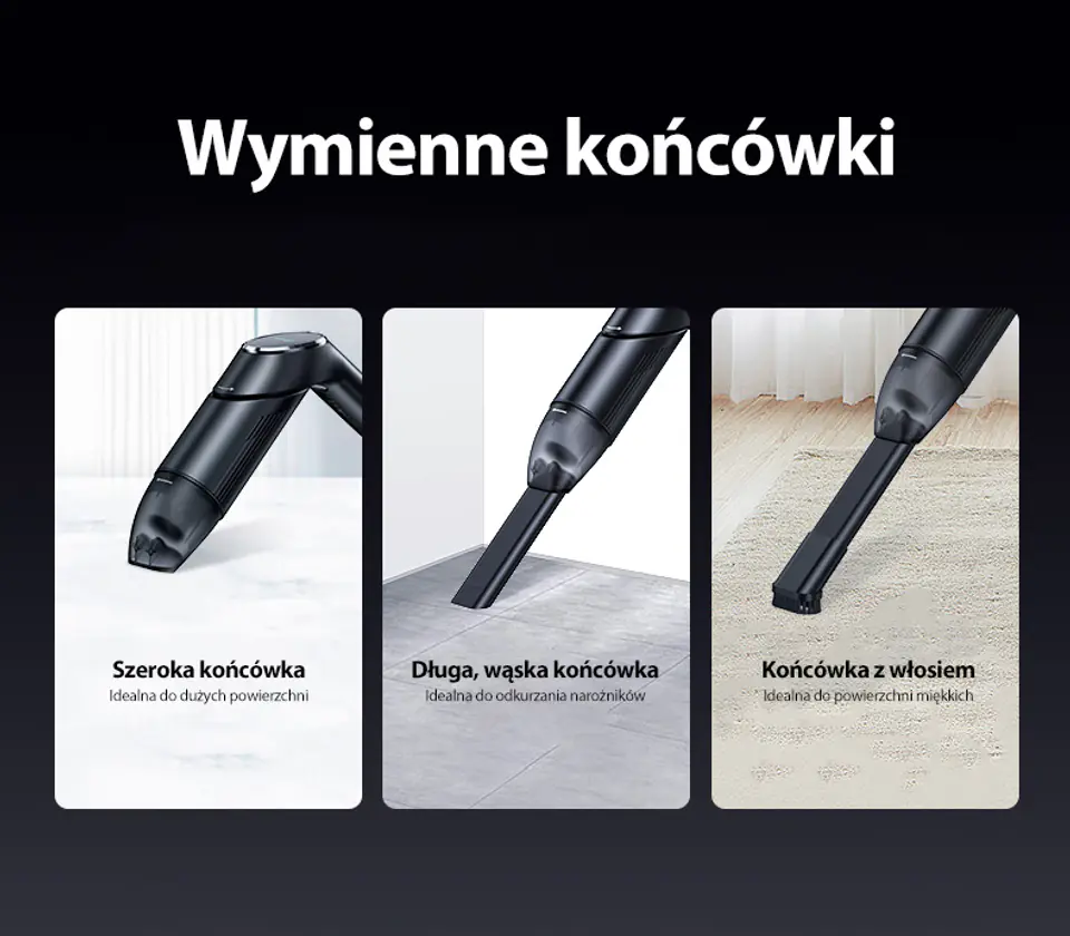USAMS Odkurzacz Składany Minibezprzewodowy YAJ series czarny/black XCQZB25901 (US-ZB259)