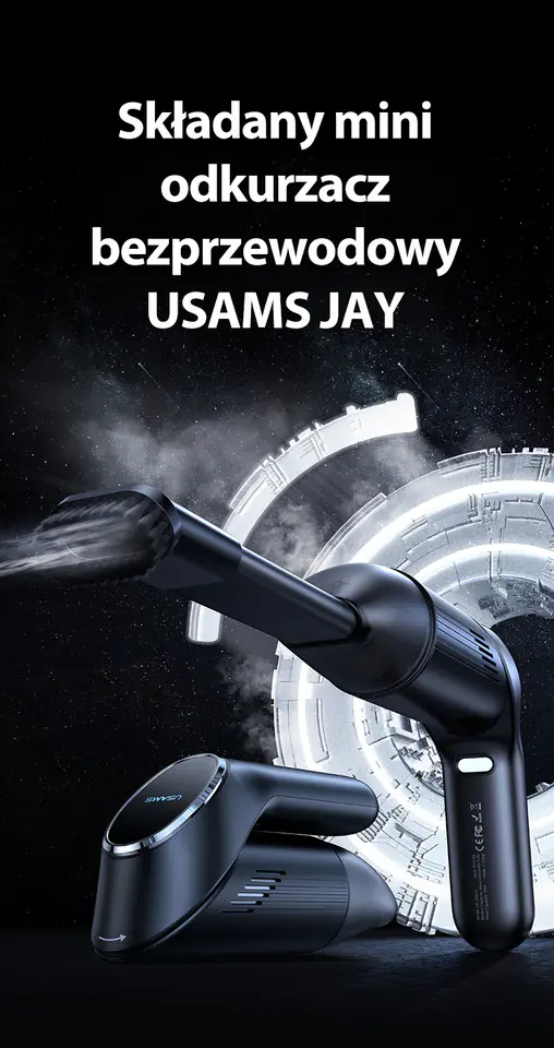 USAMS Odkurzacz Składany Minibezprzewodowy YAJ series czarny/black XCQZB25901 (US-ZB259)