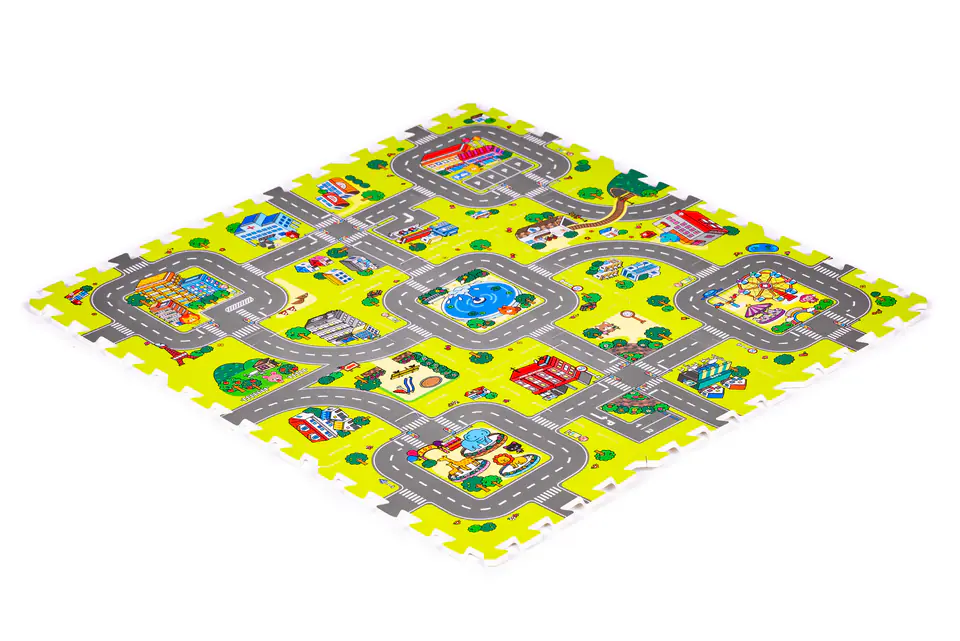 Mata piankowa dla dzieci miasto 9 elementów 90,5x90,5 cm IPLAY
