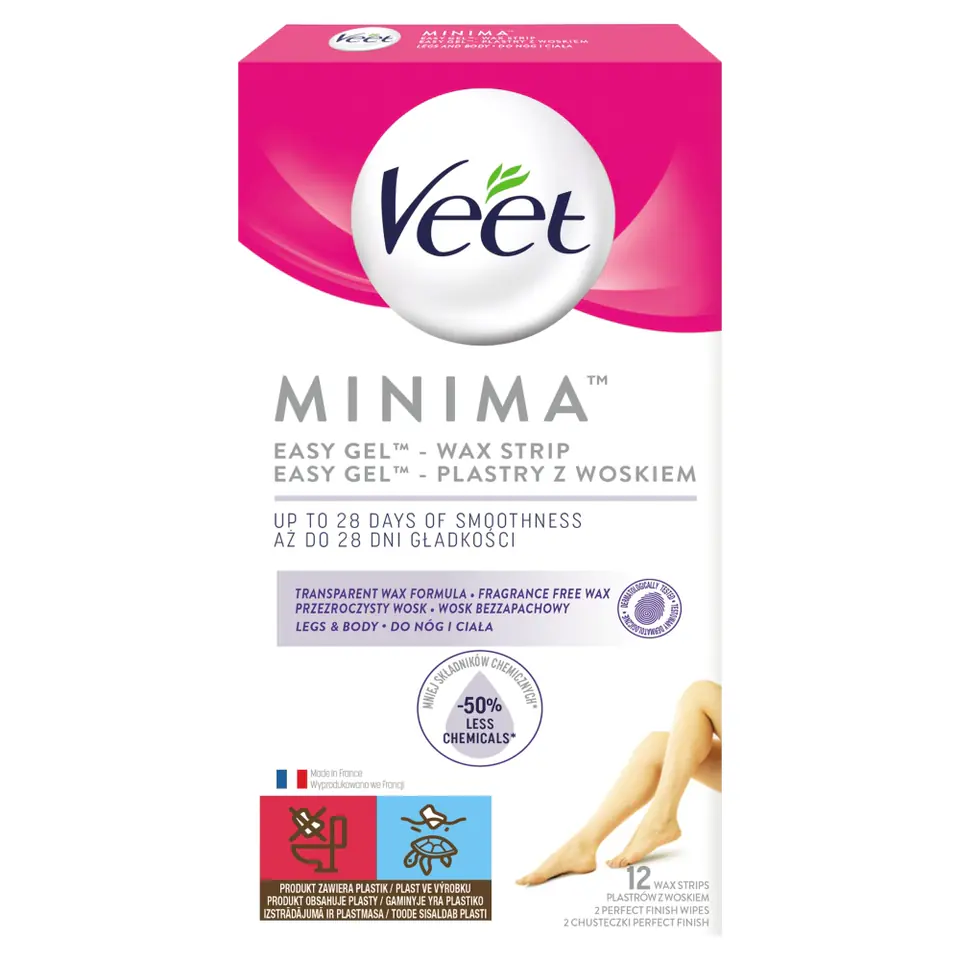 Veet Minima Easy-Gel™ Wax Strips Legs Body Depilatory Patches with Wax 12  pcs (W) | Wasserman.eu