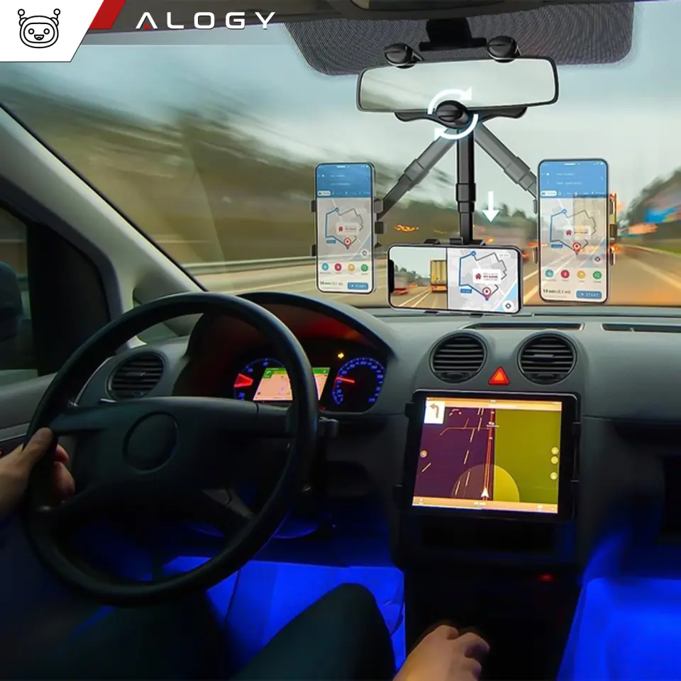 Uchwyt samochodowy do telefonu na lusterko wsteczne auta samochodu Alogy Mirror Car Holder Czarny
