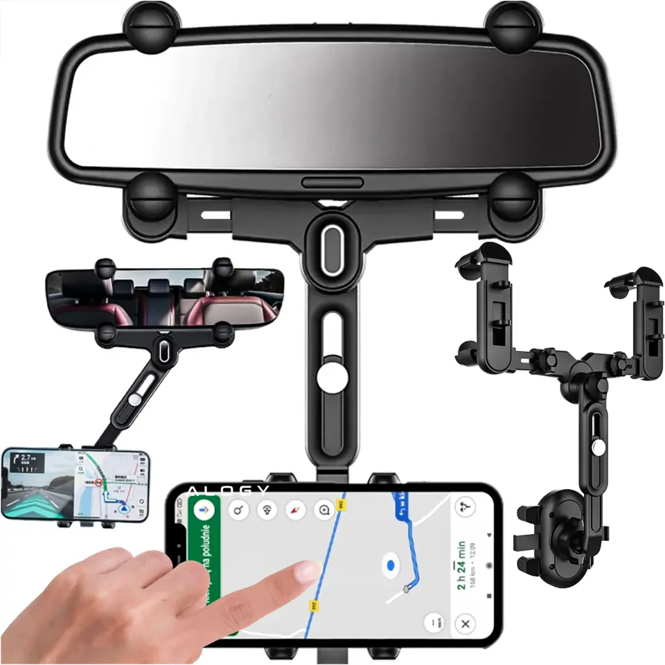 Uchwyt samochodowy do telefonu na lusterko wsteczne auta samochodu Alogy Mirror Car Holder Czarny